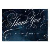 Glam navy Silver  kalligrafie bedankt (Voorkant Horizontaal)