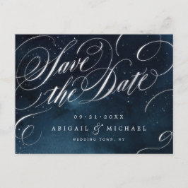 Glam navy Silver kalligrafie met uitzondering van Aankondigingskaart