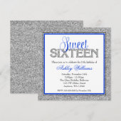 Glam nep glitters zilver blauw Sweet 16 Kaart (Voorkant / Achterkant)