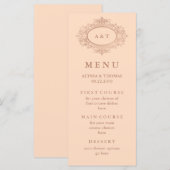 Glam nep-rose goud op roze trouwmenu menu (Voorkant / Achterkant)