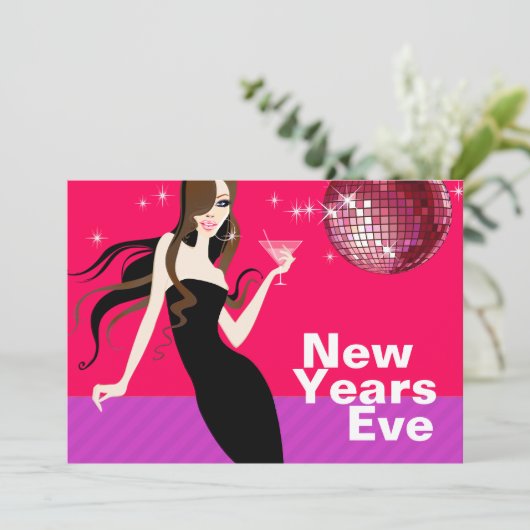 Glam New Years Eve Party - kleine zwarte jurk Kaart (Staand voorkant)