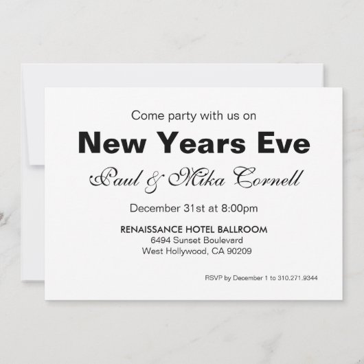 Glam New Years Eve Party - kleine zwarte jurk Kaart (Achterkant)