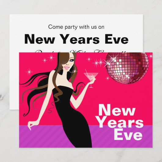 Glam New Years Eve Party - kleine zwarte jurk Kaart (Voorkant / Achterkant)
