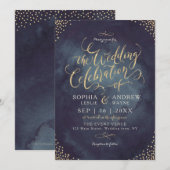 Glam night faux gold glitter calligraphy bruiloft kaart (Voorkant / Achterkant)