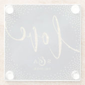Glam night faux goud glitter calligrafie liefde glazen onderzetter (Achterkant)