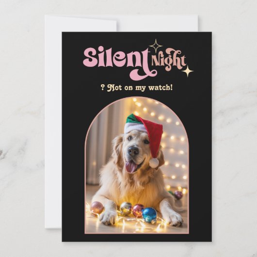 Glam Night Funny Retro Hond Kerstfoto Feestdagenkaart (Voorkant)