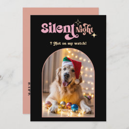 Glam Night Funny Retro Hond Kerstfoto Feestdagenkaart