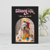Glam Night Funny Retro Hond Kerstfoto Feestdagenkaart (Staand voorkant)