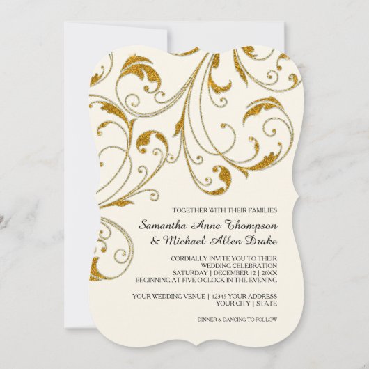 Glam Old Hollywood Regency Black Stropdas Event St Kaart (Achterkant)