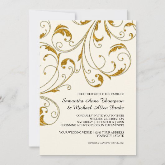 Glam Old Hollywood Regency Black Stropdas Event St Kaart (Achterkant)