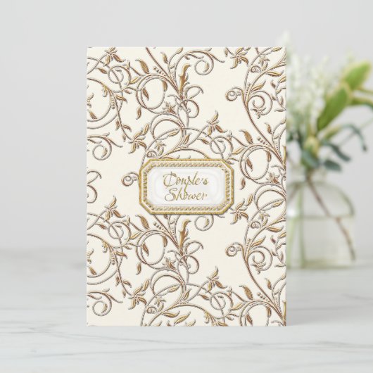 Glam Old Hollywood Regency Gold Couples Shower Kaart (Staand voorkant)