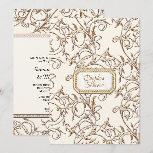 Glam Old Hollywood Regency Gold Couples Shower Kaart (Voorkant / Achterkant)