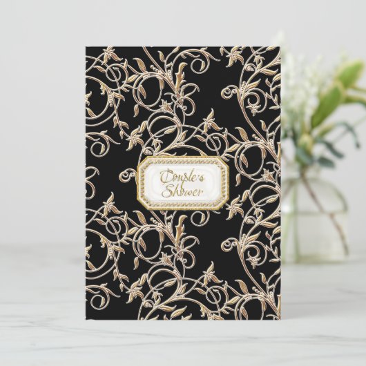 Glam Old Hollywood Regency Gold Couples Shower Kaart (Staand voorkant)