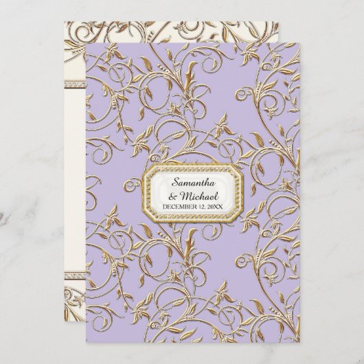 Glam Old Hollywood Regency Zwart Stropdas Lavendel Kaart (Voorkant / Achterkant)