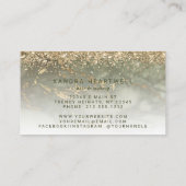Glam Olijfgroen Goud Marmer Glitter Schrift Visitekaartje (Achterkant)