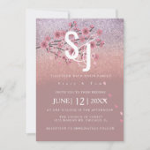 Glam Ombré Cherry Blossom Tree Petals Weddenschap Kaart (Voorkant)