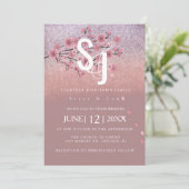 Glam Ombré Cherry Blossom Tree Petals Weddenschap Kaart (Staand voorkant)