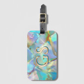 Glam opaal ontwerp, groot monogram of naam bagagelabel (Voorkant (verticaal))