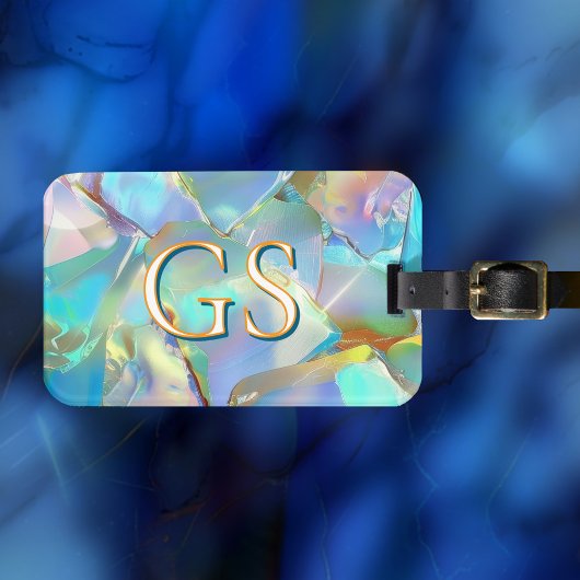 Glam opaal ontwerp, groot monogram of naam bagagelabel