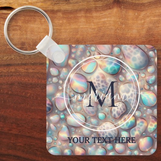 Glam Opal Leopard Print Girly Keychain (Voorkant)