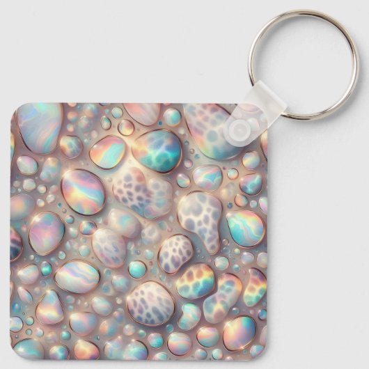 Glam Opal Leopard Print Girly Keychain (Achterkant)