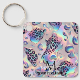 Glam Opal Leopard Print Girly Keychain