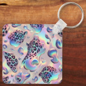 Glam Opal Leopard Print Girly Keychain (Achterkant)