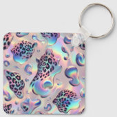 Glam Opal Leopard Print Girly Keychain (Achterkant)