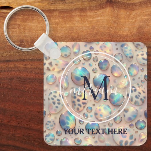 Glam Opal Leopard Print Girly Keychain (Voorkant)