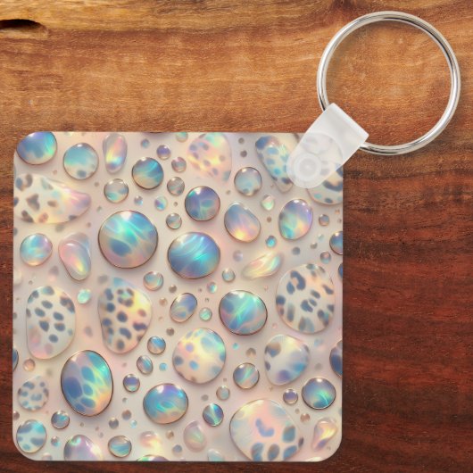 Glam Opal Leopard Print Girly Keychain (Achterkant)