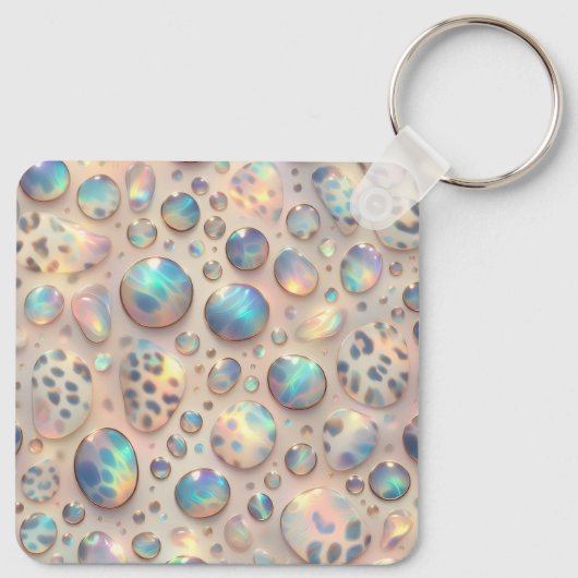 Glam Opal Leopard Print Girly Keychain (Achterkant)