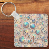 Glam Opal Leopard Print Girly Keychain (Voorkant)