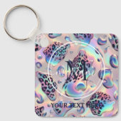 Glam Opal Leopard Print Girly Keychain (Voorkant)