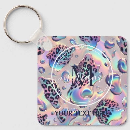 Glam Opal Leopard Print Girly Keychain (Voorkant)