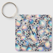Glam Opal Leopard Print Girly Keychain (Voorkant)
