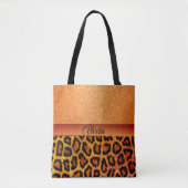Glam Oranje en Gold Leopard Tote Bag (Voorkant)
