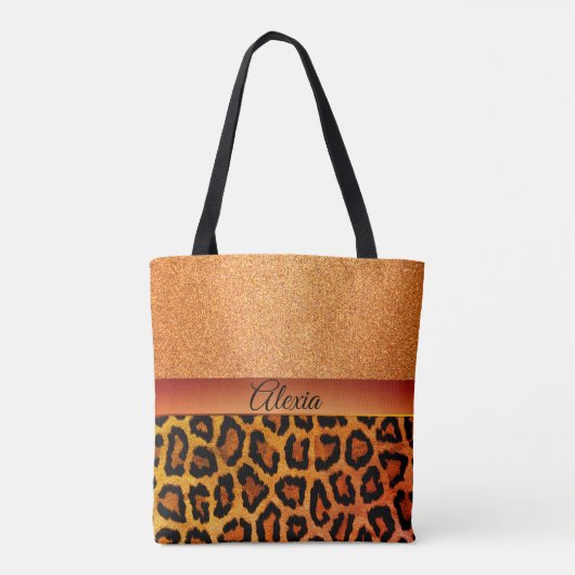 Glam Oranje en Gold Leopard Tote Bag (Achterkant)