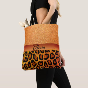 Glam Oranje en Gold Leopard Tote Bag
