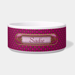 Glam Orchid Pink en Gold Custom Pet Bowl Voerbakje