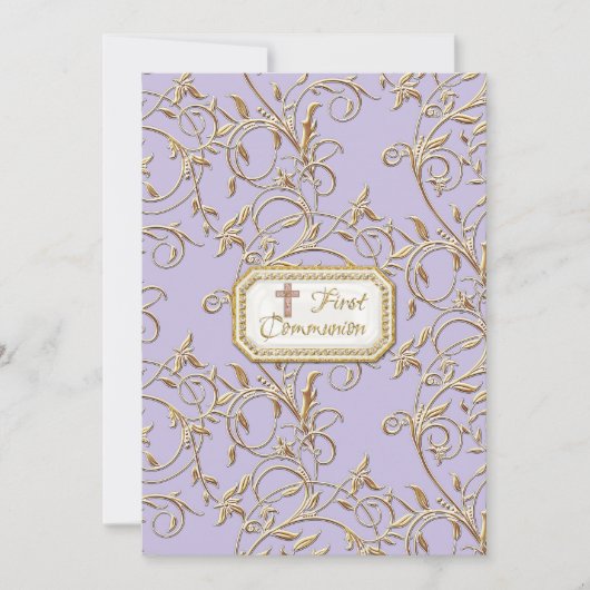 Glam oude Hollywood Regency Eerste Communie Kaart (Voorkant)