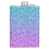 Glam Paars Aqua Glitter Glans Gradiënt Monogram Heupfles (Achterkant)