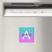 Glam Paars Aqua Glitter Schitterende Gradiënt Mono Magneet (Insitu (Vaatwasser))