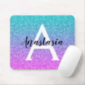 Glam Paars Aqua Glitter Schitterende Gradiënt Mono Muismat (Met muis)