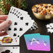 Glam Paars Aqua Glitter Schitterende Gradiënt Mono Pokerkaarten (Insitu)