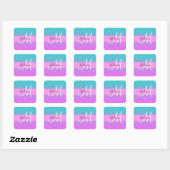 Glam Paars Aqua Glitter Schitterende Gradiënt Mono Vierkante Sticker (Vel)