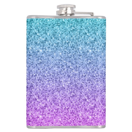 Glam Paars Aqua Glitter Sparkle Gradient Monogram Heupfles (Achterkant)