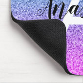 Glam Paars Aqua Glitter Sparkle Gradient Monogram Muismat (Hoek)