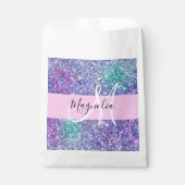 Glam Paars, blauw en groen glitter Sparkle Monogra Bedankzakje (Voorkant)