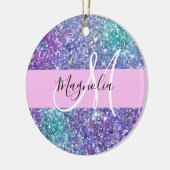 Glam Paars, blauw en groen glitter Sparkle Monogra Keramisch Ornament (Links)
