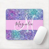Glam Paars, blauw en groen glitter Sparkle Monogra Muismat (Met muis)